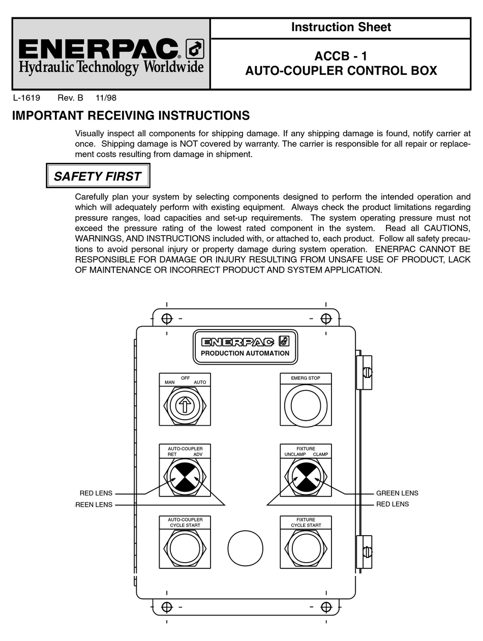 ENERPAC ACCB1 INSTRUCTION SHEET Pdf Download ManualsLib