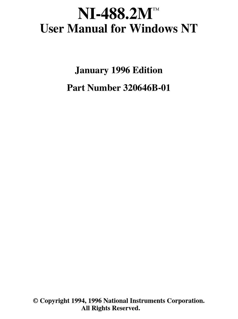 NATIONAL INSTRUMENTS NI488.2M USER MANUAL Pdf Download ManualsLib