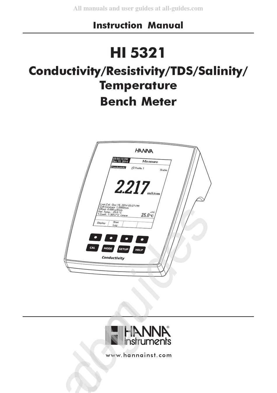 HANNA INSTRUMENTS HI 5321 INSTRUCTION MANUAL Pdf Download ManualsLib