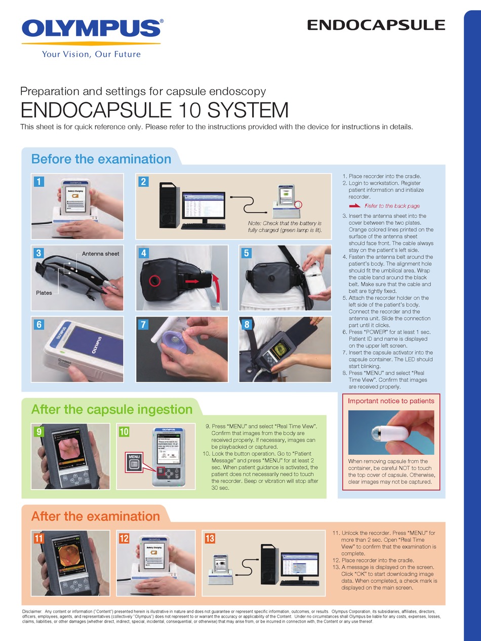 OLYMPUS ENDOCAPSULE 10 SYSTEM QUICK START MANUAL Pdf Download ManualsLib