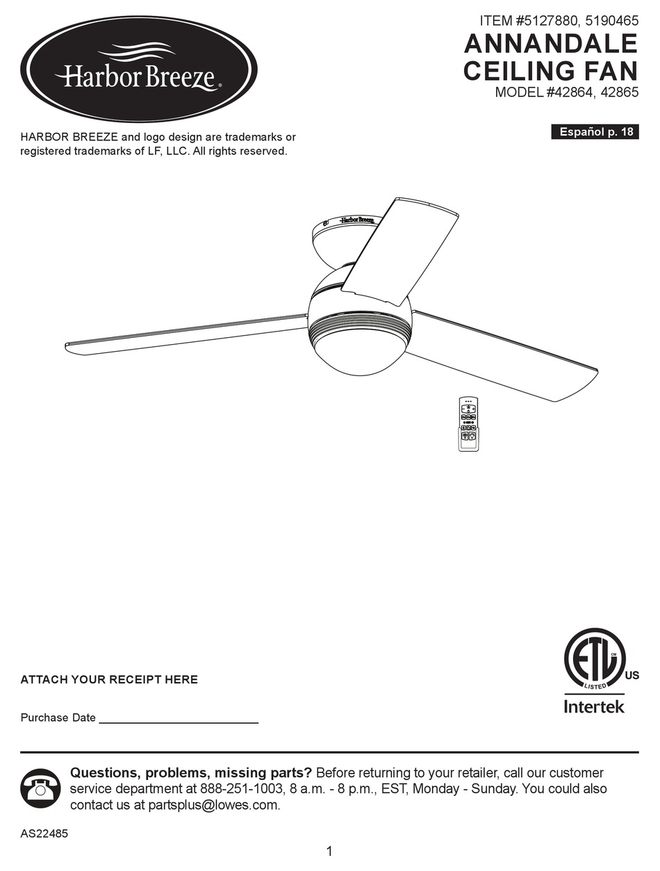 HARBOR BREEZE ANNANDALE 42864 MANUAL Pdf Download ManualsLib