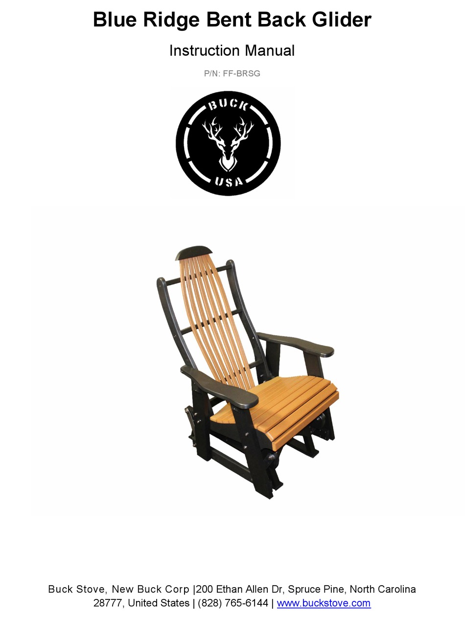 BUCKMASTER BLUE RIDGE BENT BACK GLIDER ASSEMBLY INSTRUCTIONS MANUAL Pdf