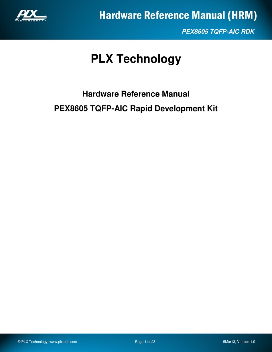 PLX TECHNOLOGY PEX8605 HARDWARE REFERENCE MANUAL Pdf Download ManualsLib
