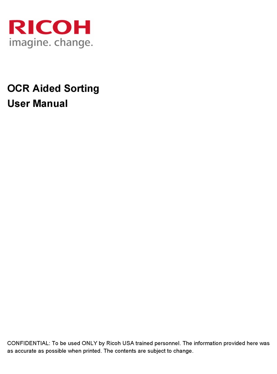 Ricoh Msorter Ocr User Manual Pdf Download 