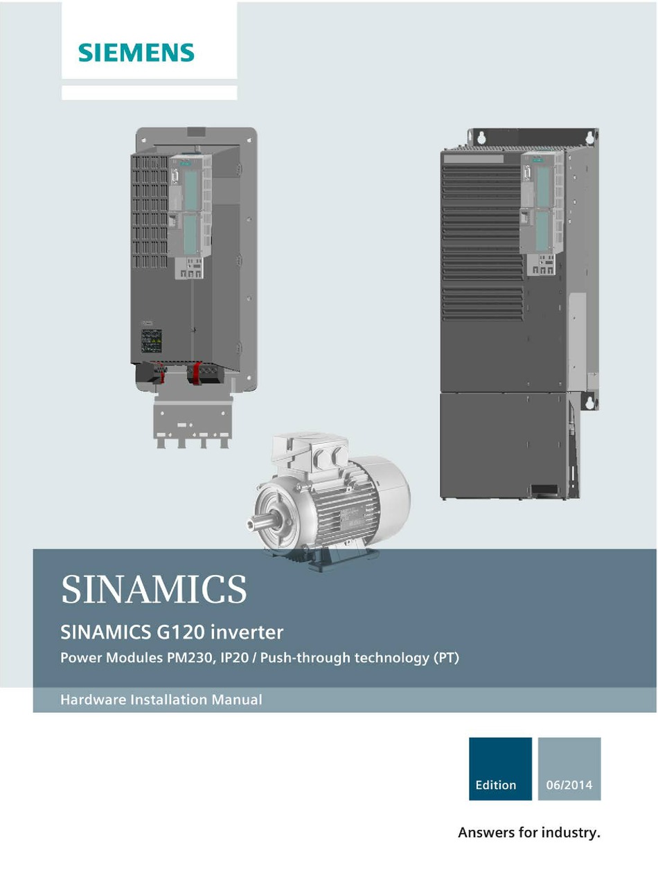 SIEMENS SINAMICS G120 HARDWARE INSTALLATION MANUAL Pdf Download ...