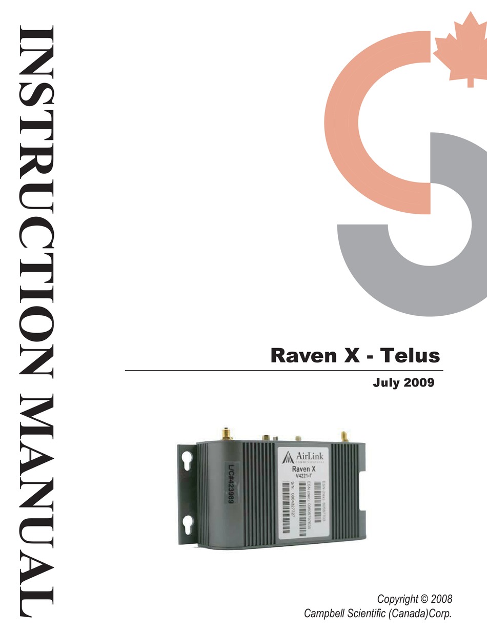 Campbell Airlink Raven X Telus Instruction Manual Pdf Download Manualslib 3303