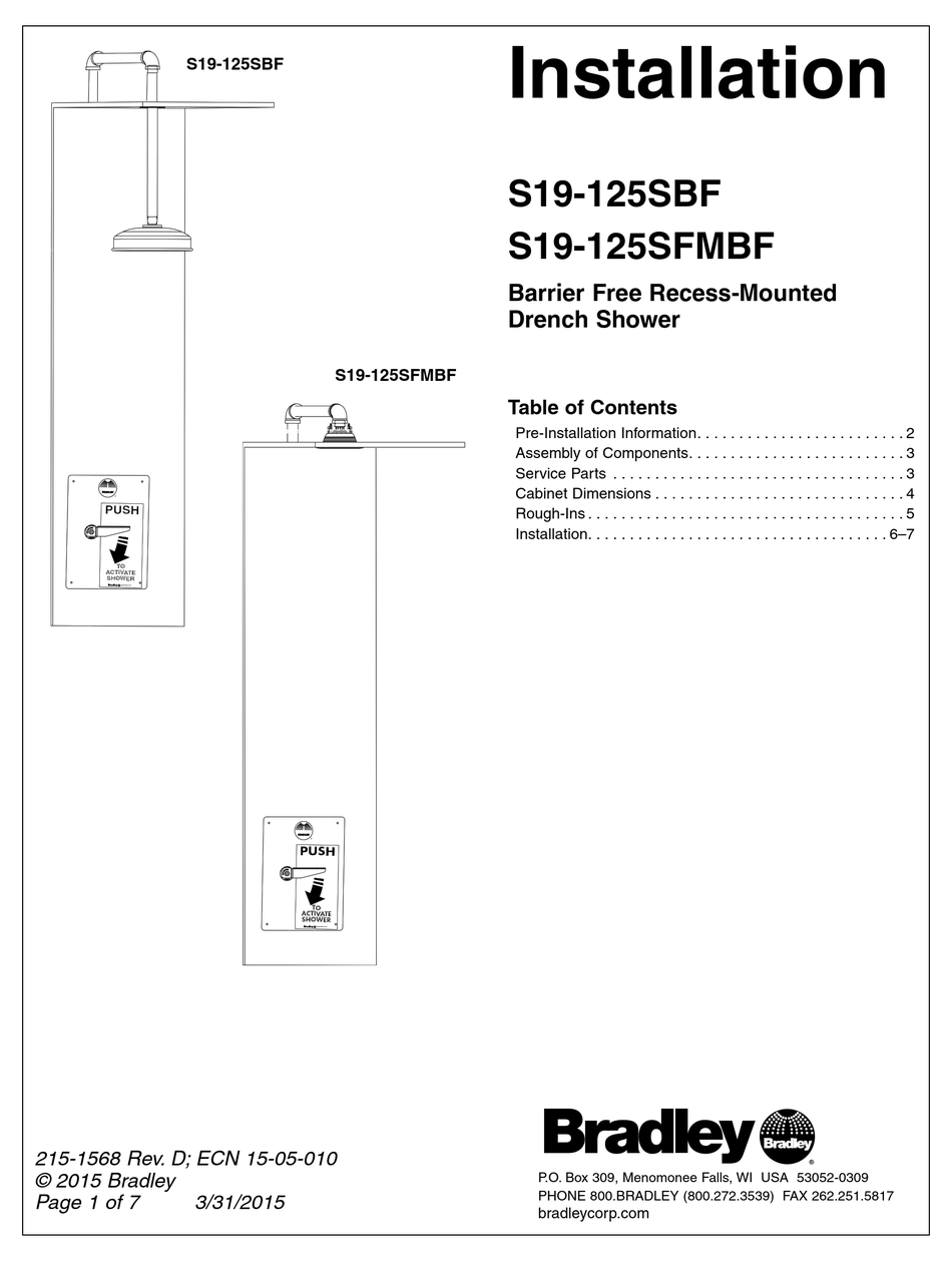 BRADLEY S19125SBF INSTALLATION MANUAL Pdf Download ManualsLib