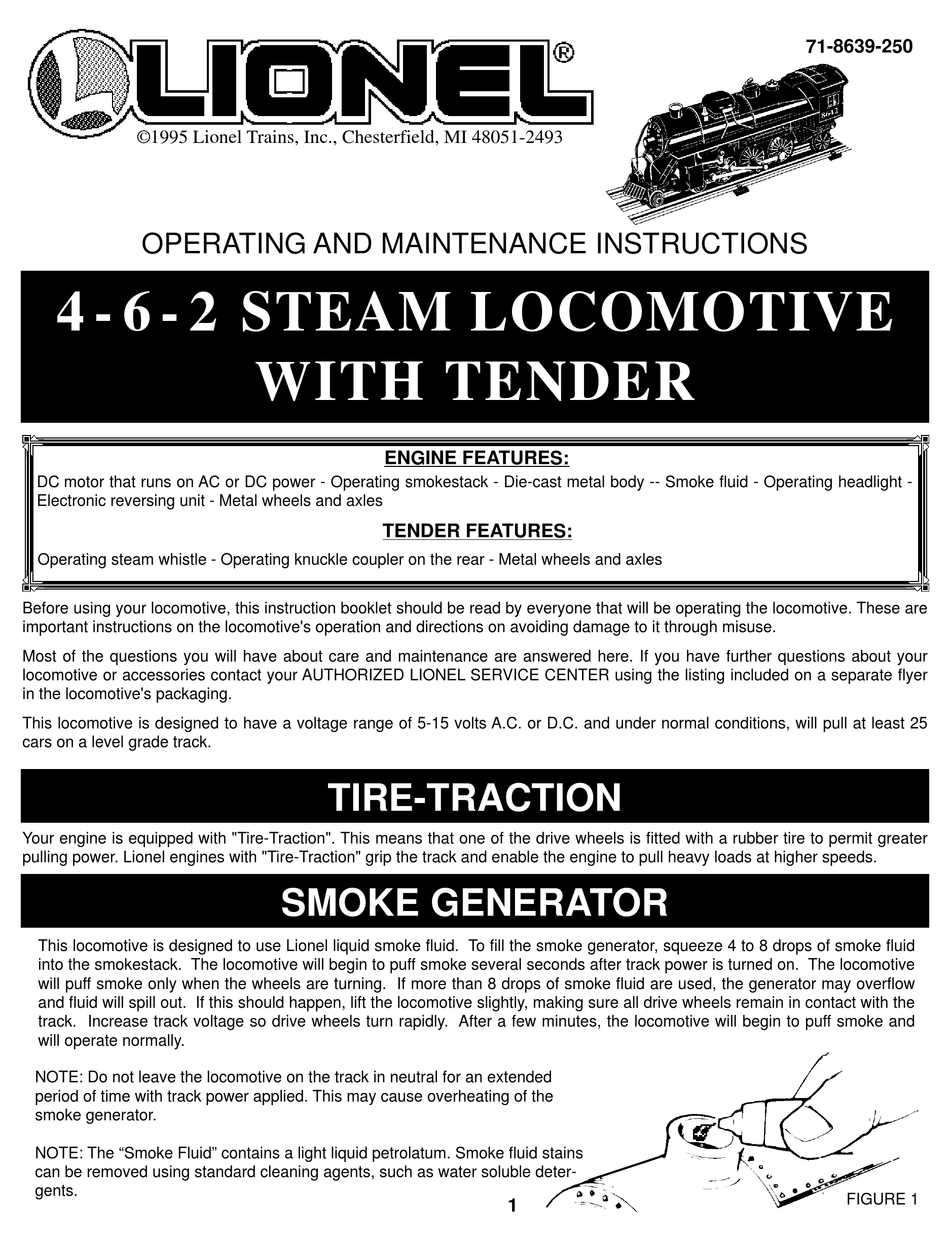 LIONEL 462 STEAM WITH TENDER OPERATING AND MAINTENANCE