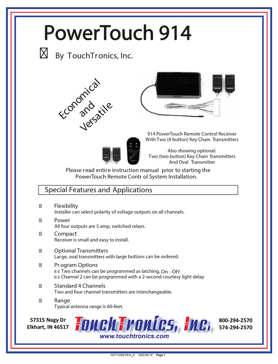 TOUCHTRONICS POWERTOUCH 914 MANUAL Pdf Download ManualsLib