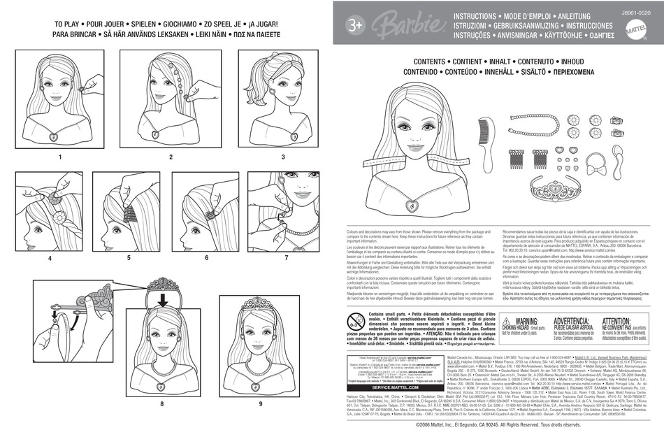 MATTEL BARBIE MAKE ME PRETTY STYLING HEAD REFRESH INSTRUCTIONS Pdf ...