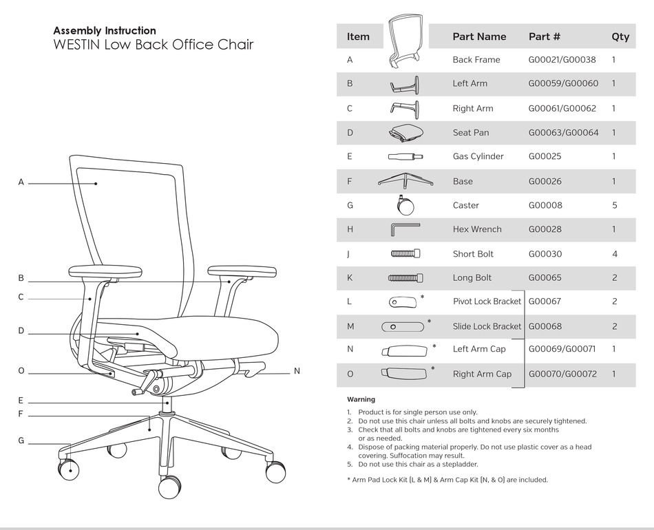 WESTIN LOW BACK OFFICE CHAIR ASSEMBLY INSTRUCTION Pdf Download ManualsLib