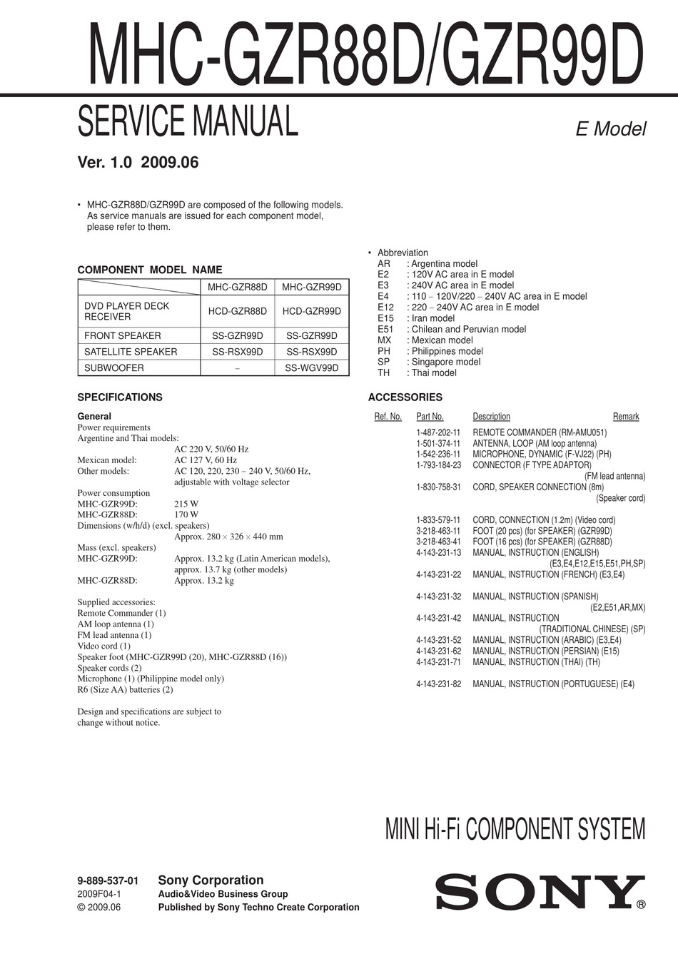 SONY MHC-GZR88D SERVICE MANUAL Pdf Download | ManualsLib