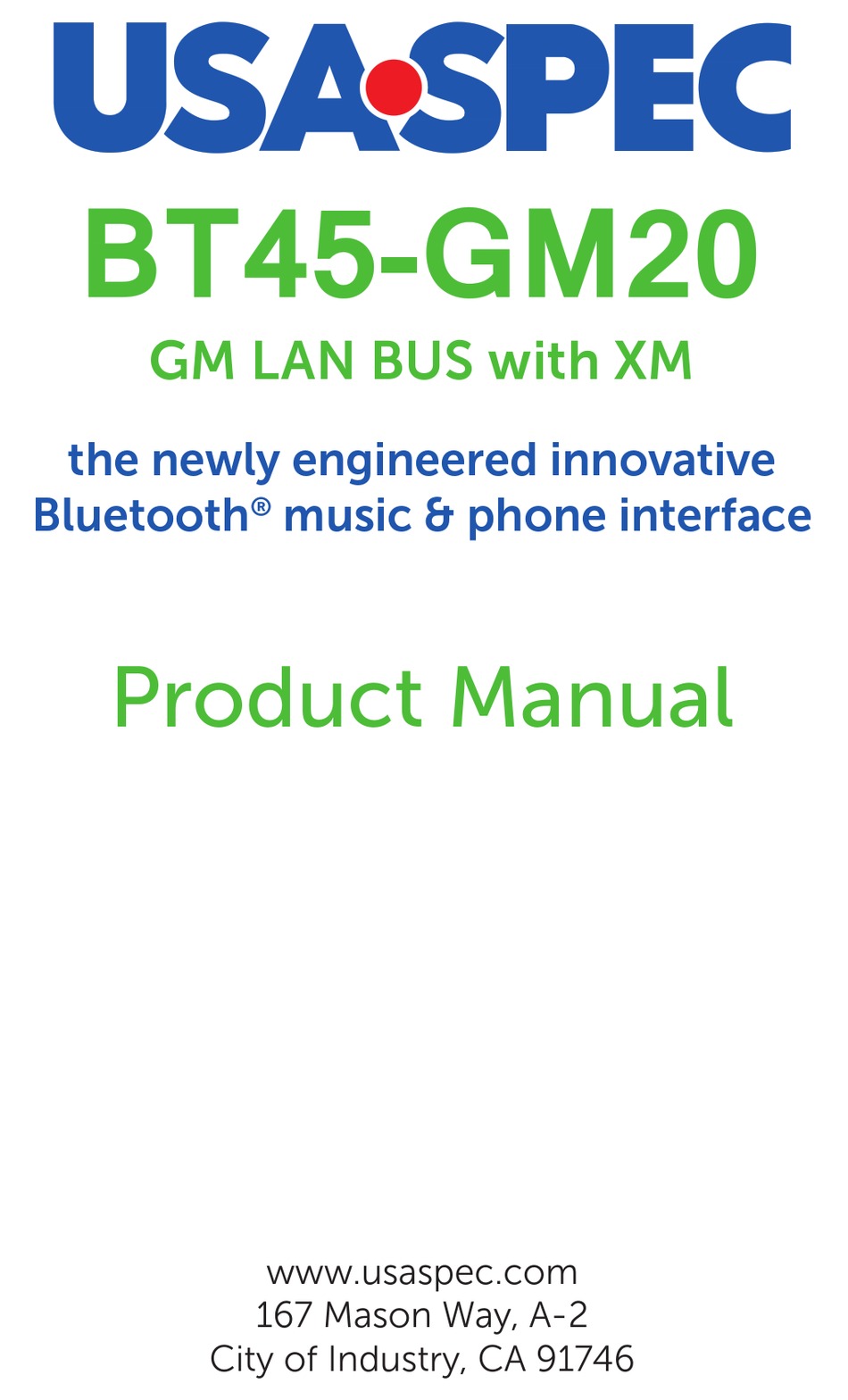 USASPEC BT45GM20 PRODUCT MANUAL Pdf Download ManualsLib
