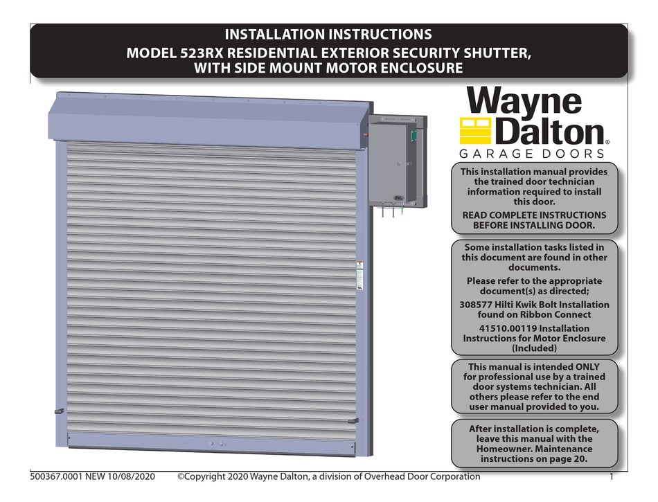WAYNEDALTON 523RX INSTALLATION INSTRUCTIONS MANUAL Pdf Download