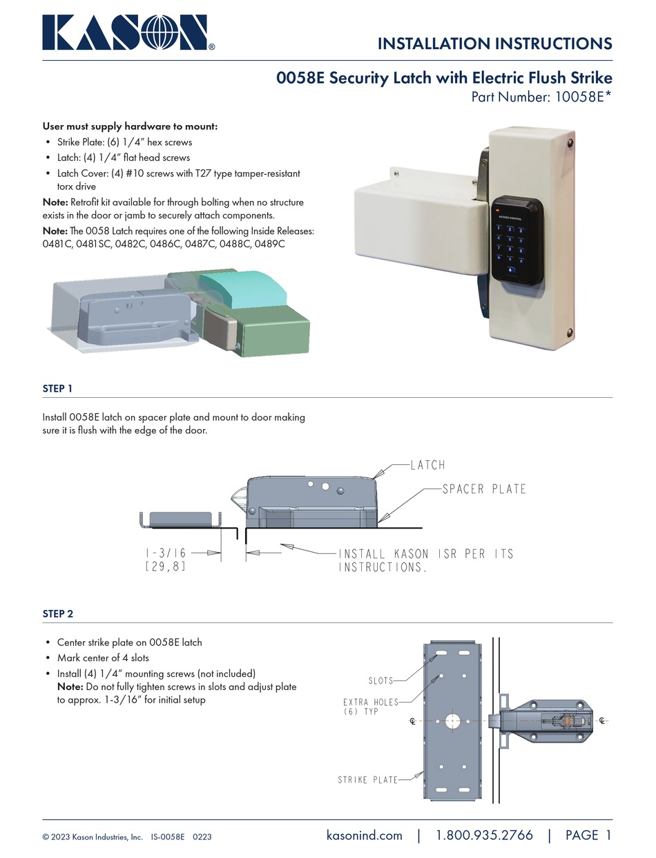 KASON 10058E SERIES INSTALLATION INSTRUCTIONS Pdf Download ManualsLib