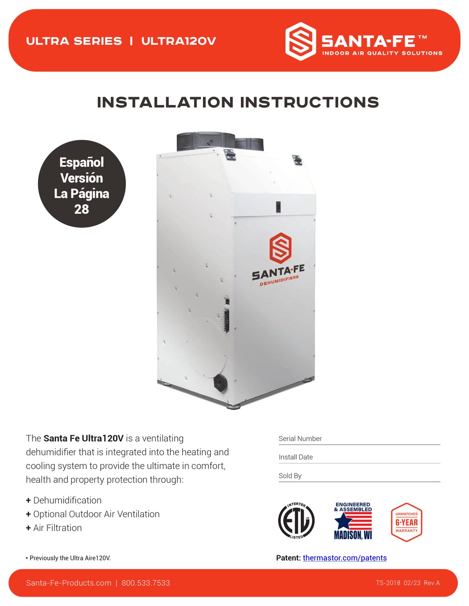 SANTA FE ULTRA SERIES INSTALLATION INSTRUCTIONS MANUAL Pdf Download