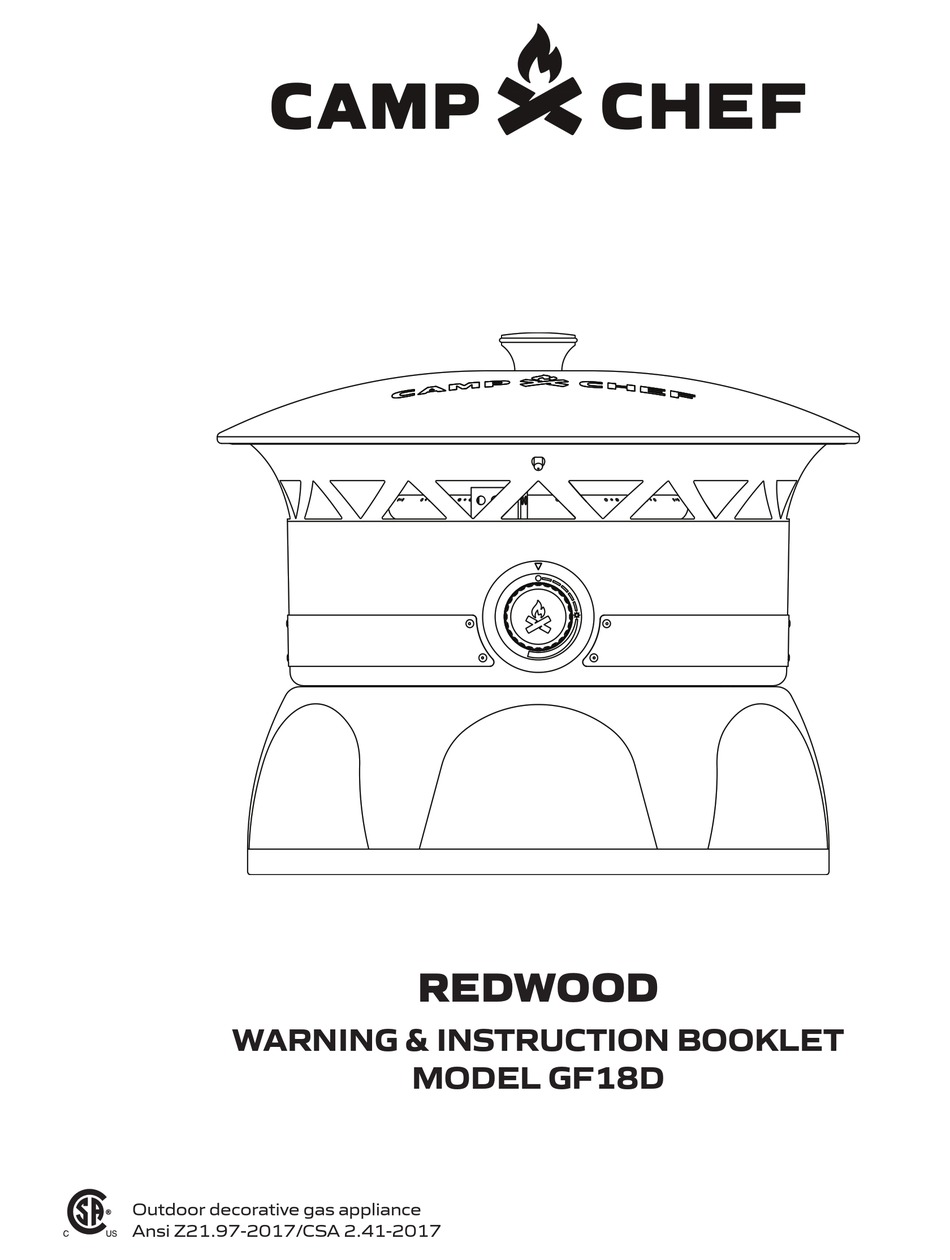 CAMP CHEF REDWOOD WARNING & INSTRUCTION BOOKLET Pdf Download ManualsLib
