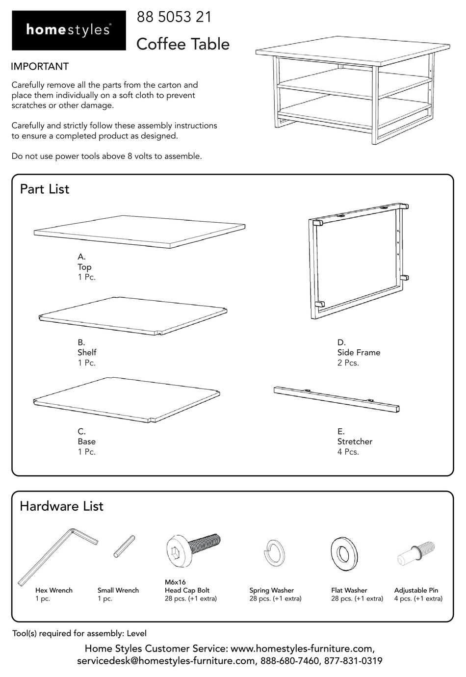 HOMESTYLES 88 5053 21 ASSEMBLY INSTRUCTIONS Pdf Download ManualsLib