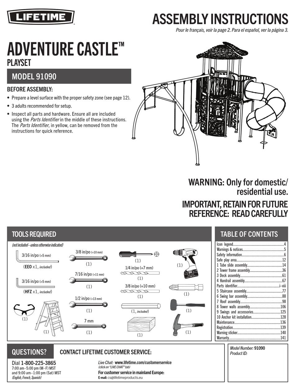 Lifetime Adventure Castle 91090 Assembly Instructions Manual Pdf