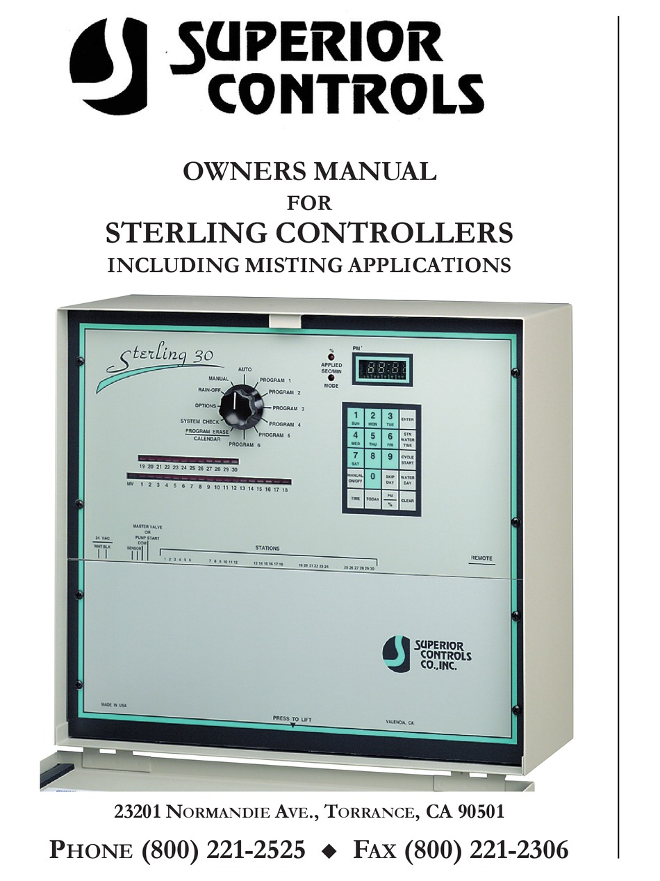 SUPERIOR CONTROLS STERLING CONTROLLERS OWNER'S MANUAL Pdf Download