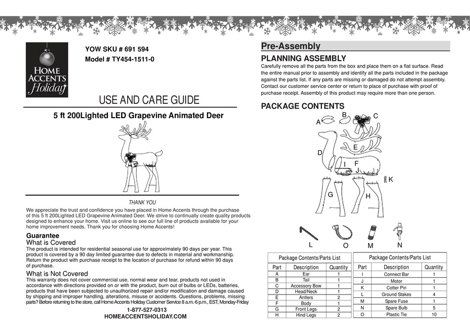 HOME ACCENTS HOLIDAY TY45415110 USE AND CARE MANUAL Pdf Download