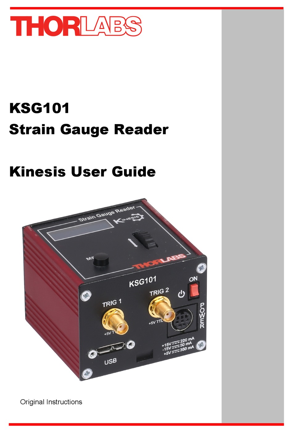 THORLABS KSG101 KINESIS USER MANUAL Pdf Download | ManualsLib