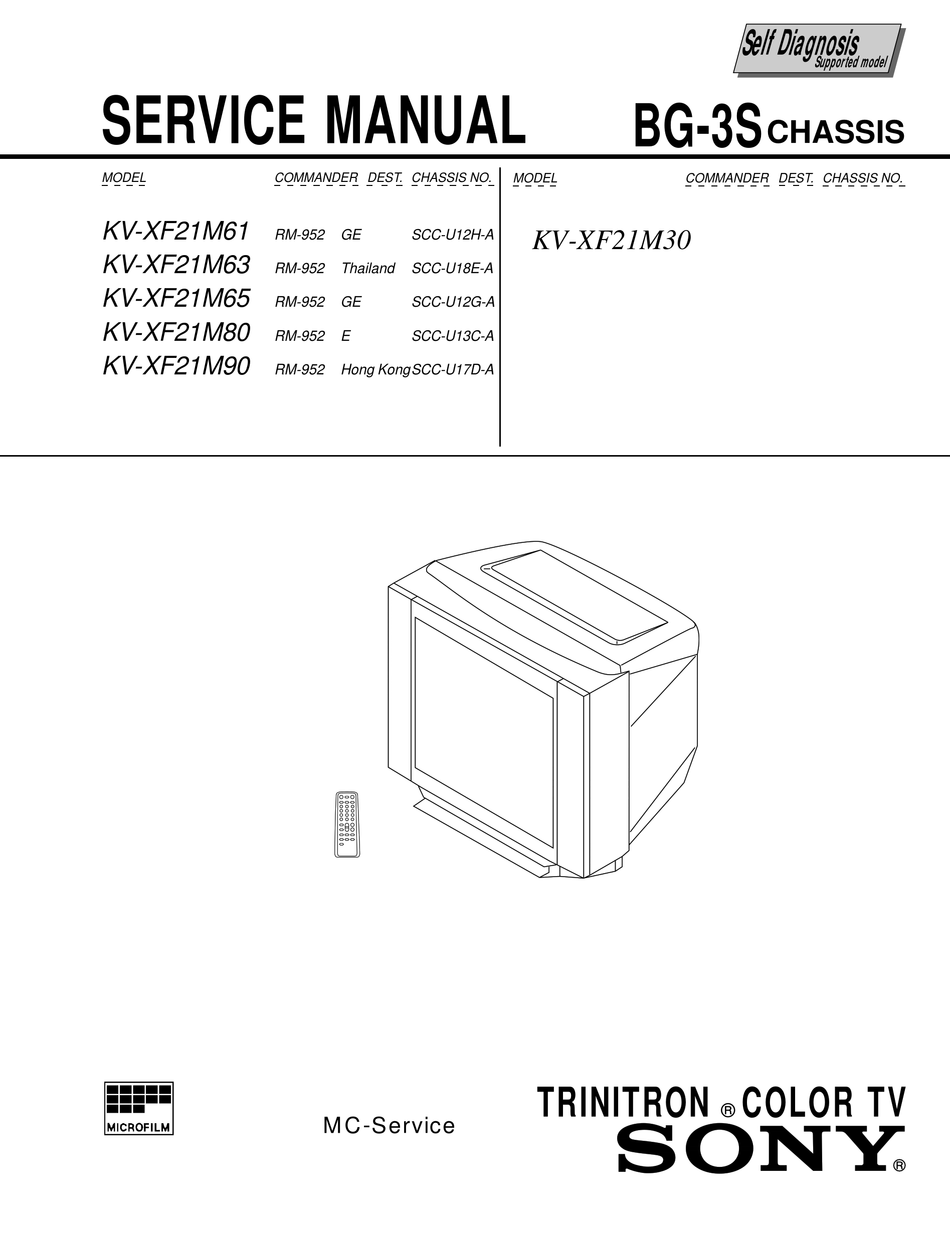 SONY TRINITRON KV-XF21M61 SERVICE MANUAL Pdf Download | ManualsLib