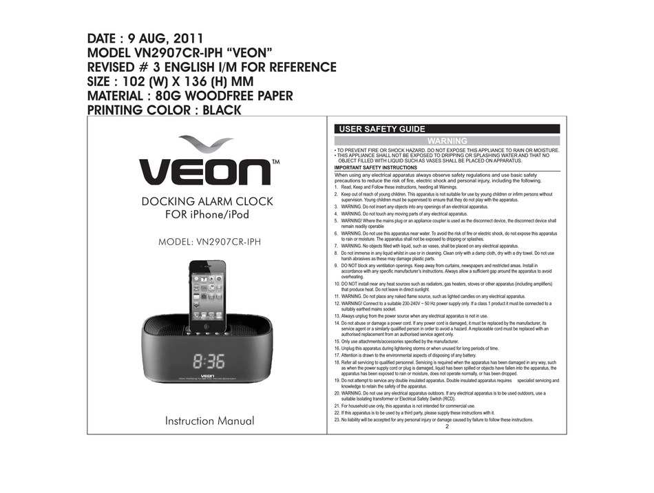 VEON VN2907CRIPH INSTRUCTION MANUAL Pdf Download ManualsLib