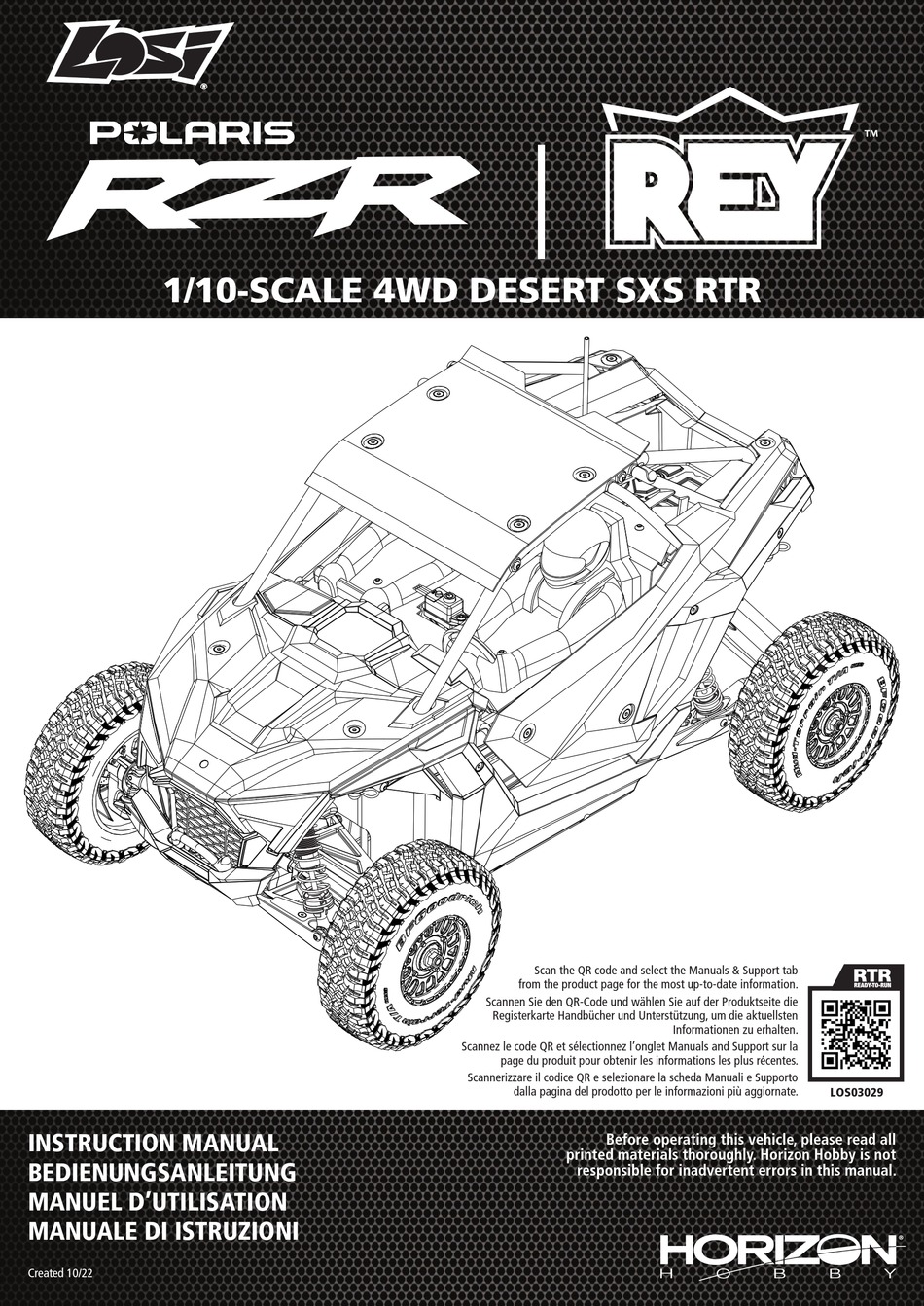 HORIZON HOBBY LOSI POLARIS RZR REY 4WD DESERT SXS RTR