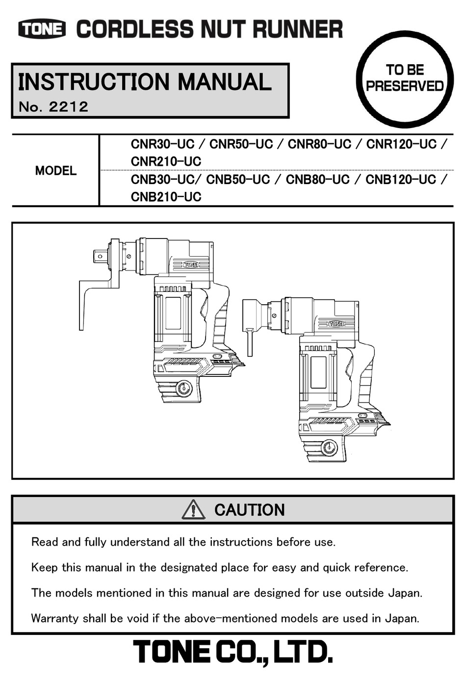 TONE CNR SERIES INSTRUCTION MANUAL Pdf Download ManualsLib
