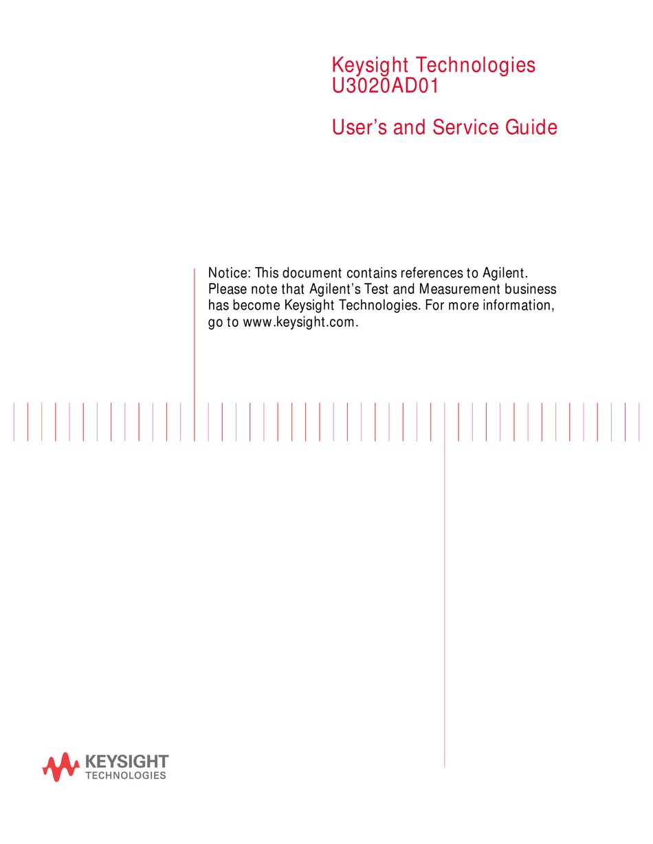 KEYSIGHT TECHNOLOGIES U3020AD01 USER'S AND SERVICE MANUAL Pdf Download