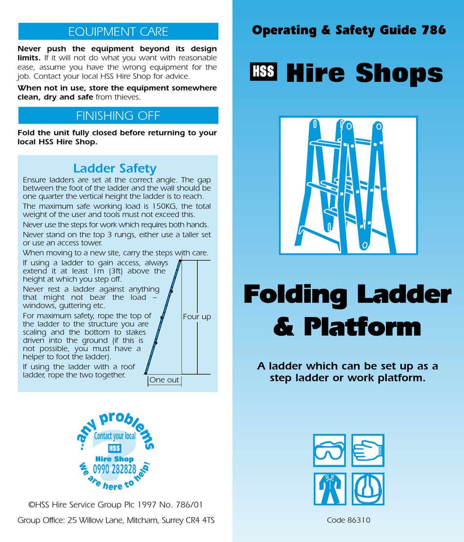 HSS HIRE 86310 OPERATING & SAFETY MANUAL Pdf Download ManualsLib