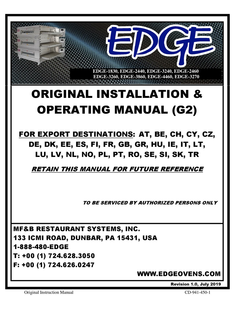 EDGE 1830 ORIGINAL INSTALLATION & OPERATING MANUAL Pdf Download