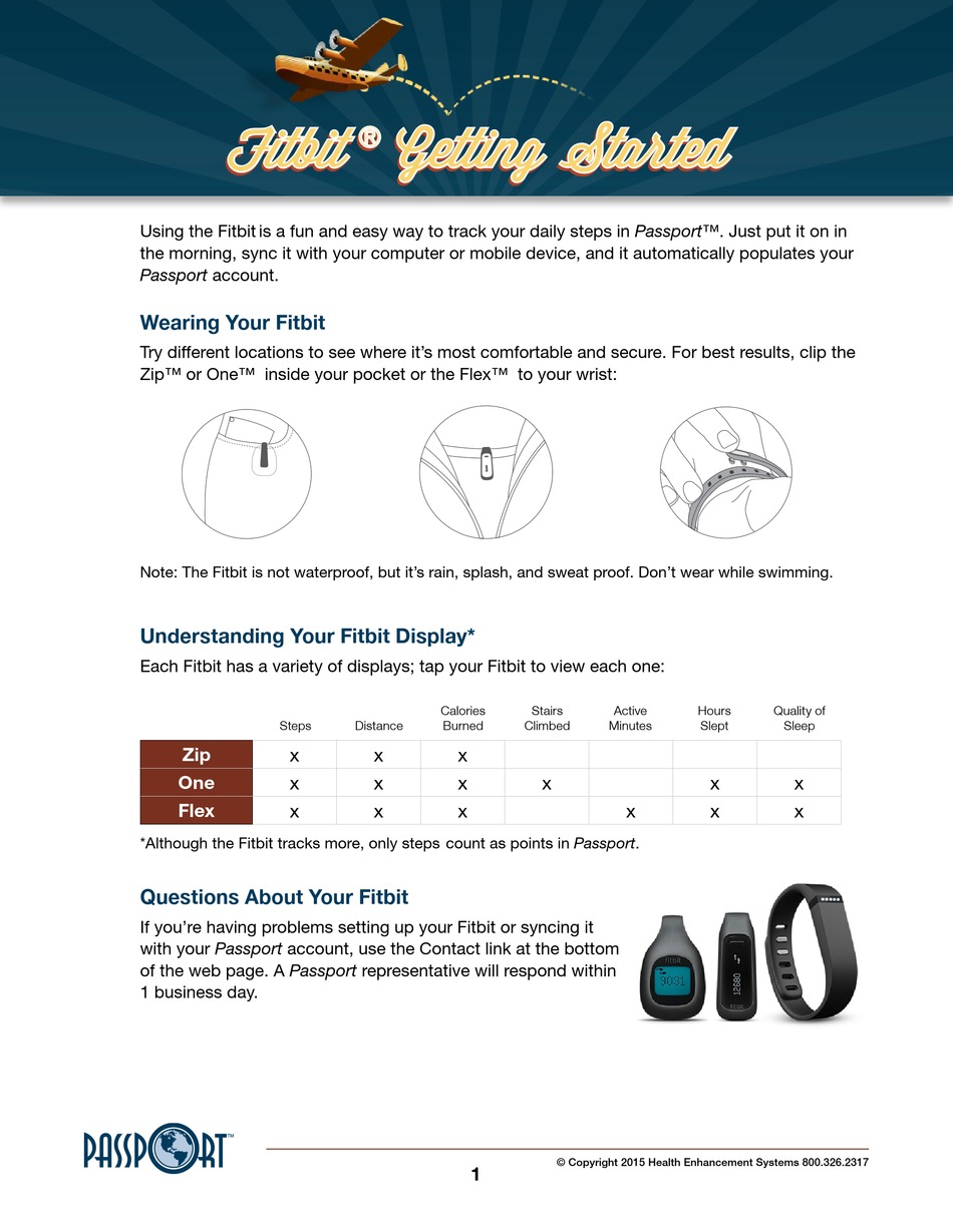 FITBIT ZIP PASSPORT ZIP QUICK START MANUAL Pdf Download ManualsLib