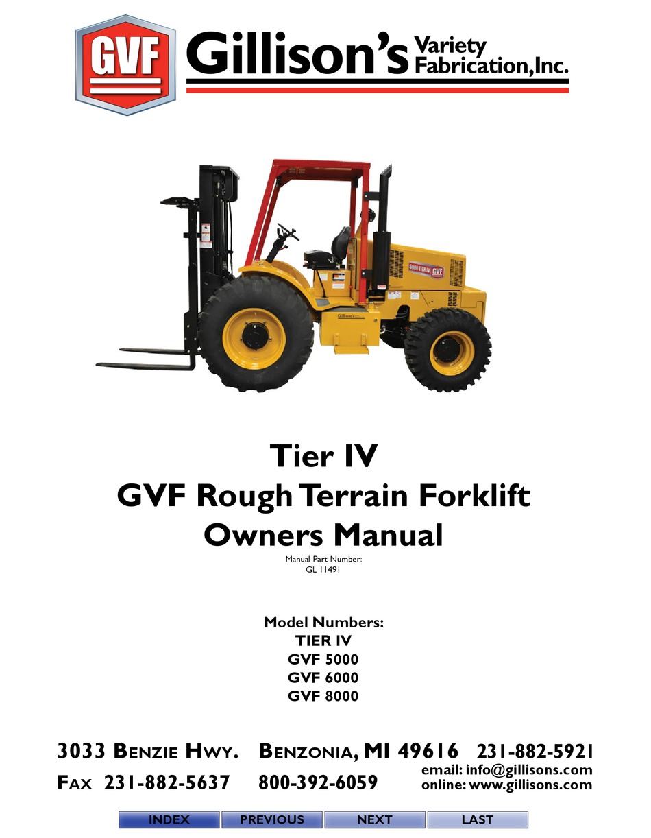 GILLISON'S VARIETY FABRICATION TIER IV GL 11491 OWNER'S MANUAL Pdf