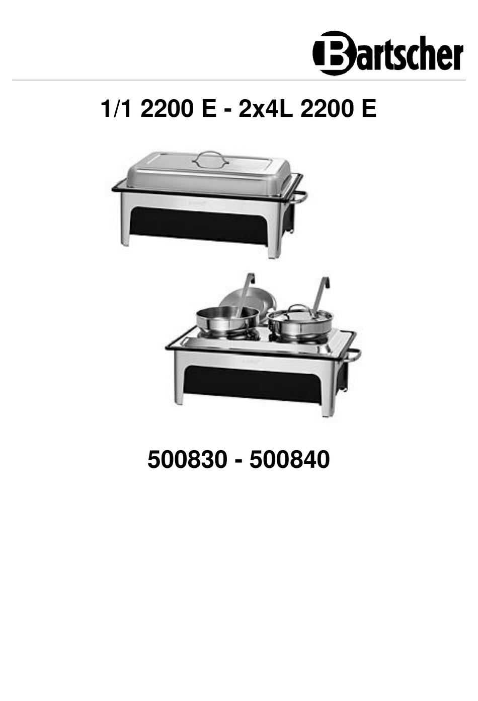 BARTSCHER 500830 INSTRUCTIONS MANUAL Pdf Download | ManualsLib