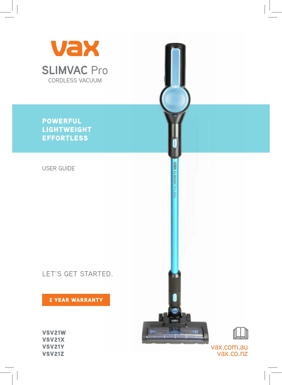 VAX SLIMVAC PRO USER MANUAL Pdf Download ManualsLib