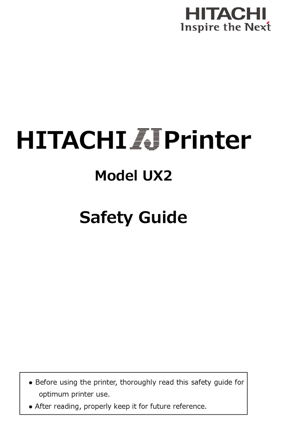 HITACHI UX2 SAFETY MANUAL Pdf Download ManualsLib
