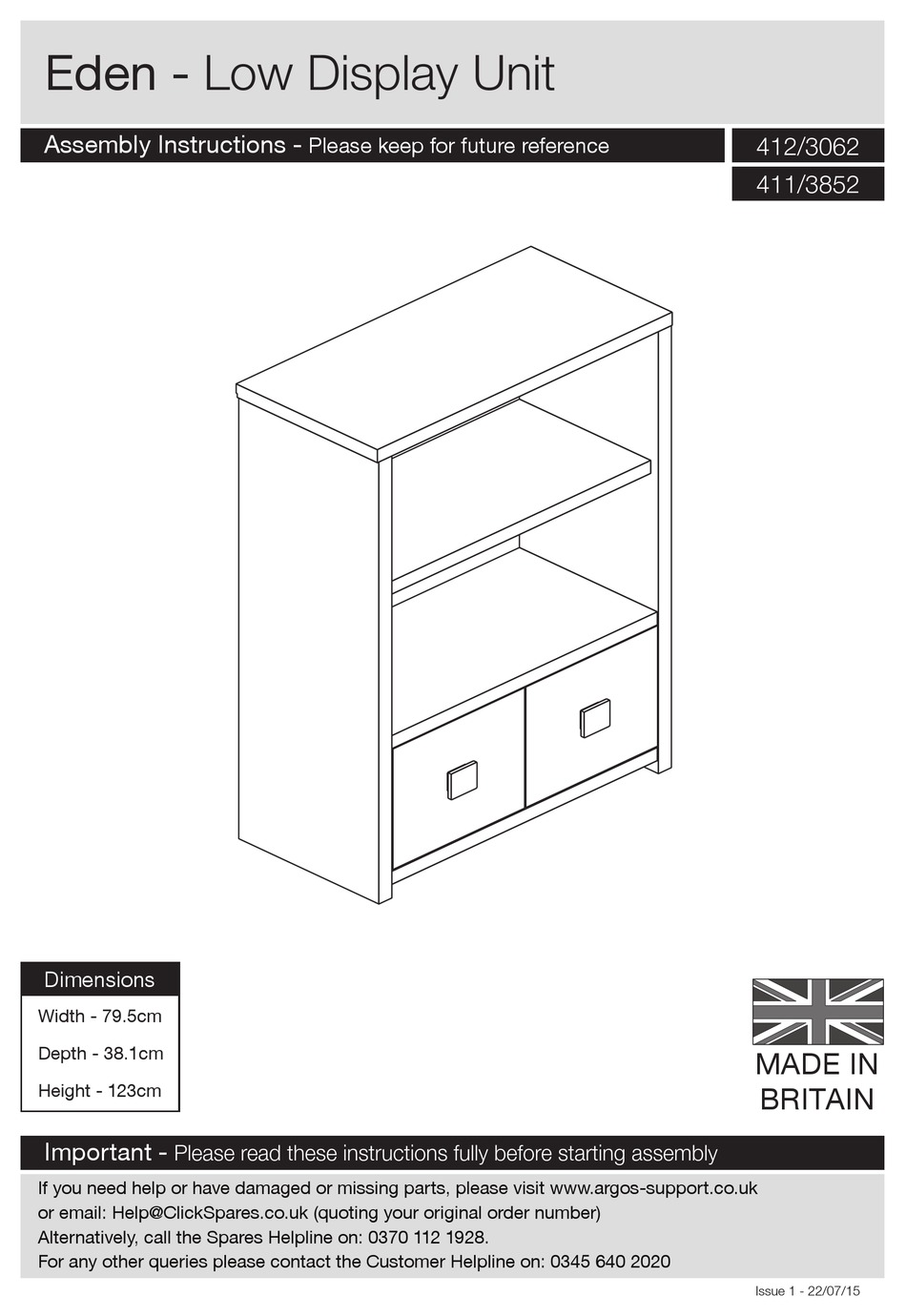 ARGOS EDEN 412/3062 ASSEMBLY INSTRUCTIONS MANUAL Pdf Download ManualsLib
