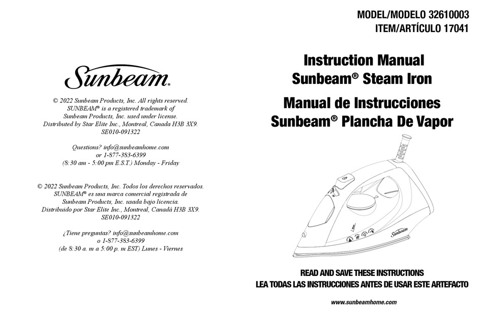 SUNBEAM 32610003 INSTRUCTION MANUAL Pdf Download ManualsLib   Sunbeam 32610003 