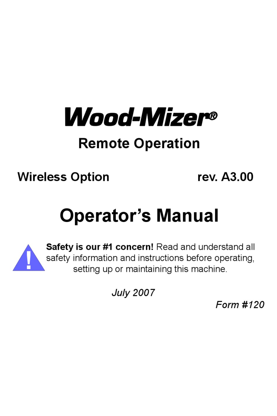 WOOD-MIZER LT70DC OPERATOR'S MANUAL Pdf Download | ManualsLib