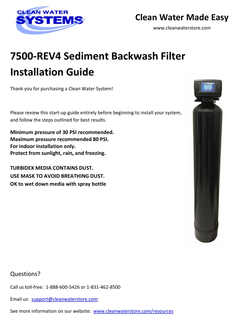 CLEAN WATER SYSTEMS 7500REV4 INSTALLATION MANUAL Pdf Download ManualsLib