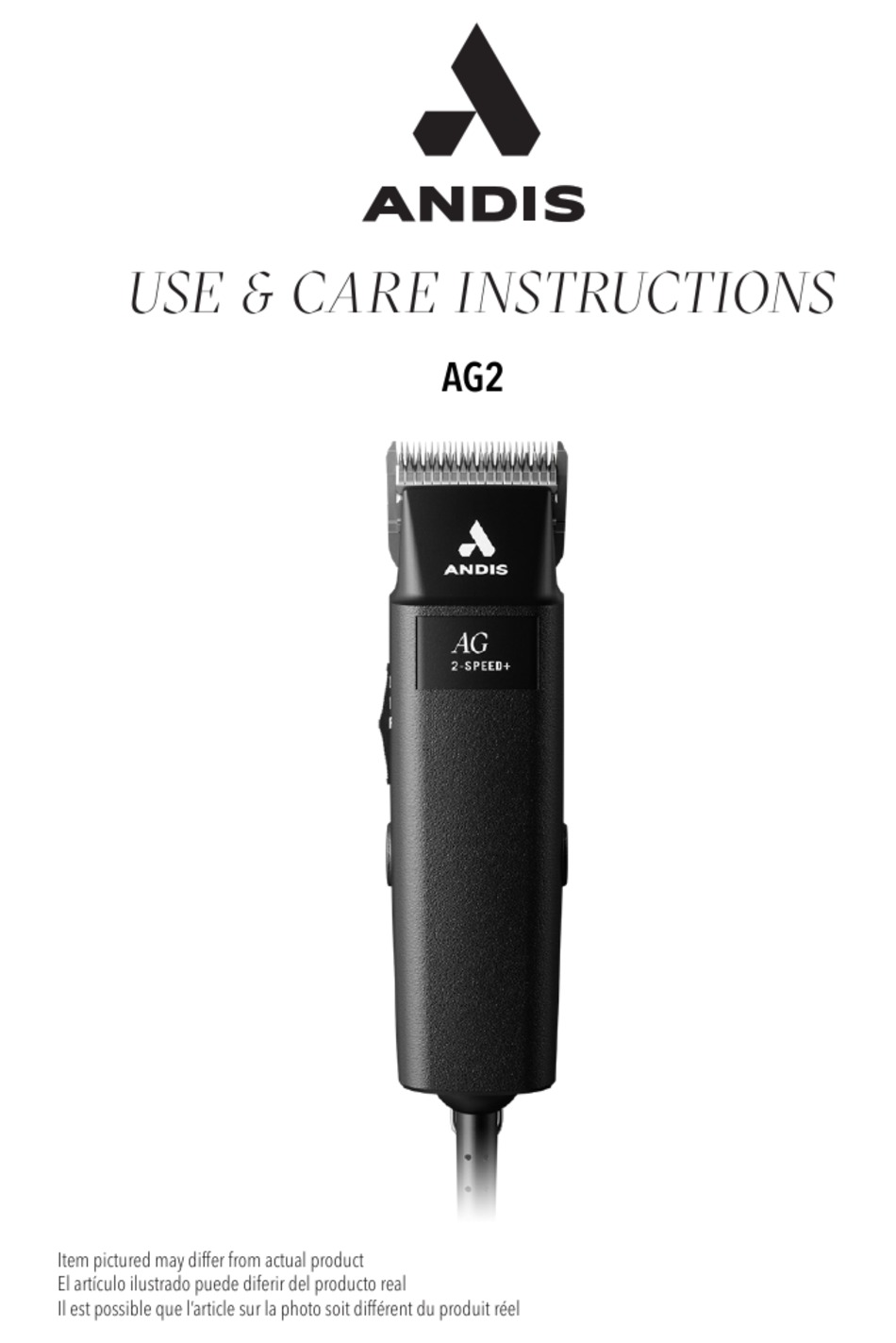 ANDIS AG2 USE & CARE INSTRUCTIONS MANUAL Pdf Download ManualsLib
