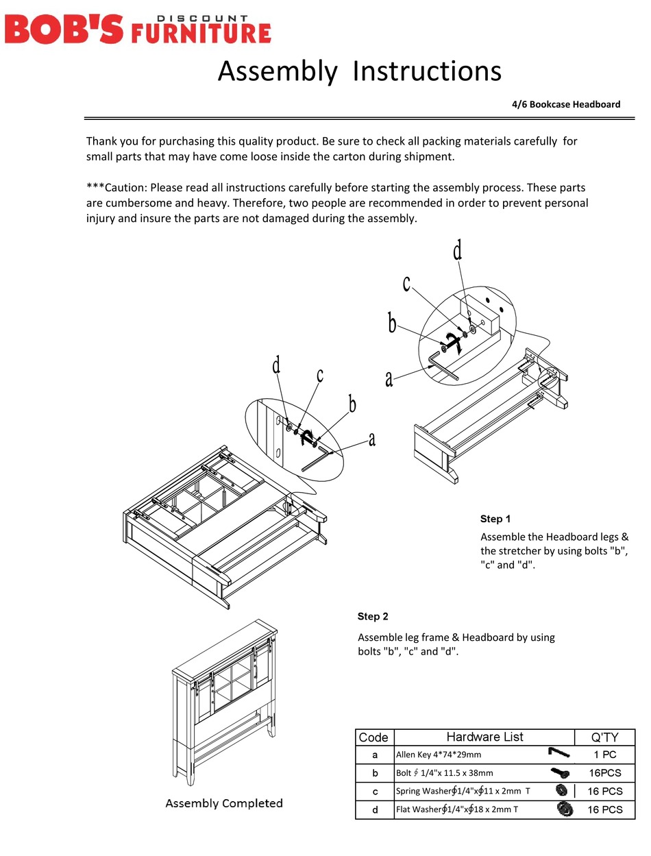 BOB'S DISCOUNT FURNITURE MONTANA YOUTH FULL BOOKCASE HEADBOARD ASSEMBLY