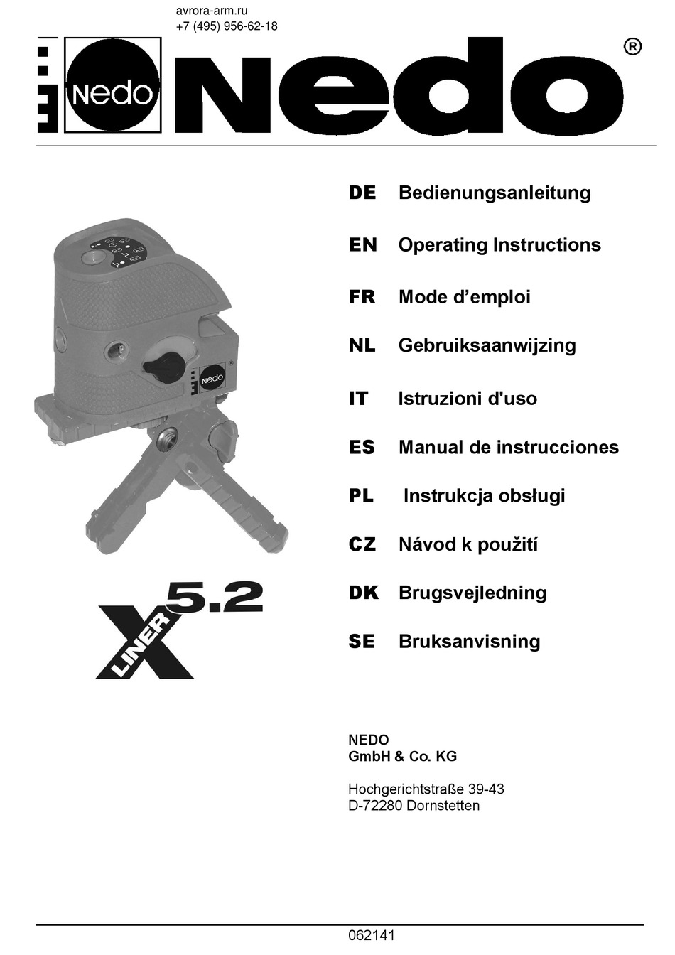 NEDO XLINER 5.2 OPERATING INSTRUCTIONS MANUAL Pdf Download ManualsLib