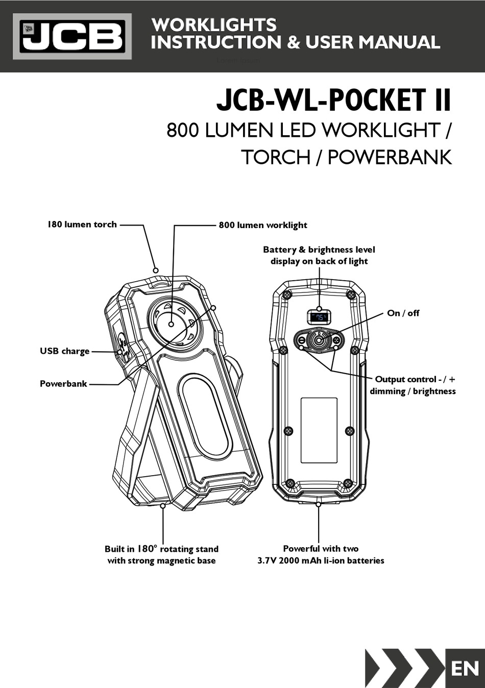 JCB WLPOCKET II INSTRUCTIONS & USER'S MANUAL Pdf Download ManualsLib