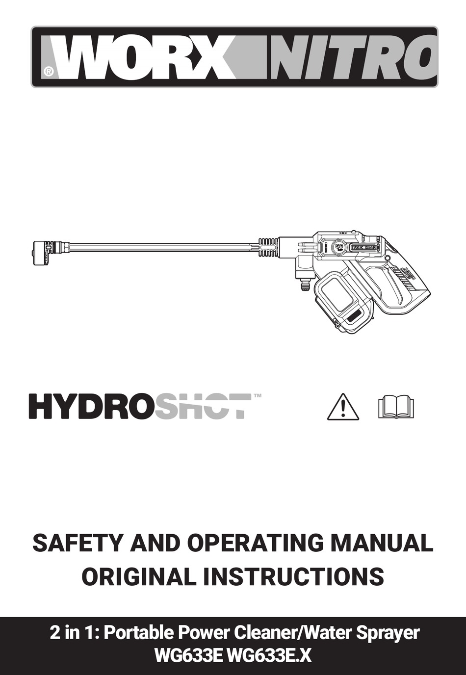 WORX NITRO HYDROSHOT WG633E SAFETY AND OPERATING MANUAL ORIGINAL