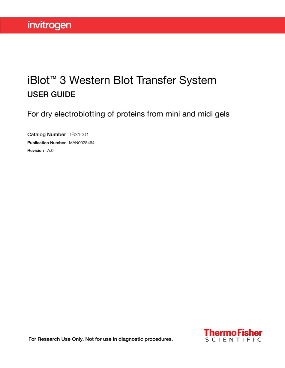 THERMOFISHER SCIENTIFIC INVITROGEN IBLOT 3 USER MANUAL Pdf Download