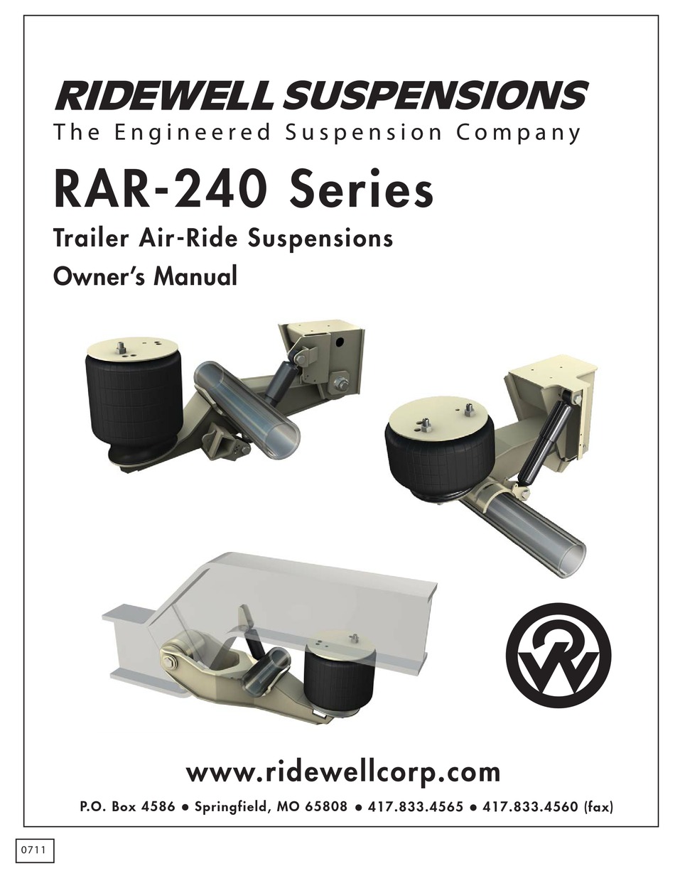 RIDEWELL SUSPENSIONS RAR240 SERIES OWNER'S MANUAL Pdf Download