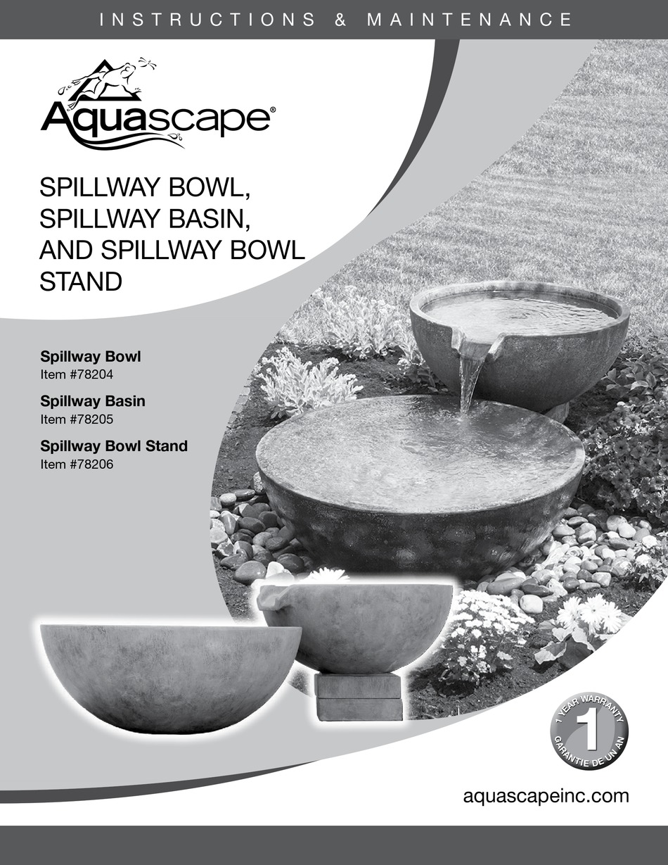 Aquascape Spillway Bowl Installation Instructions And Maintenance Pdf